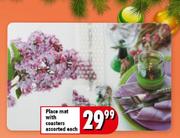 Place Mat With Coasters Assorted Each