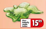 Glass Butterfly Candle Holder