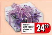 Candle With Flower Ribbon In Box