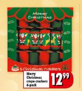 Merry Christmas Crepe Crackers-6-Pack