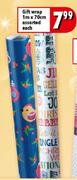 Gift Wrap Assorted-1mx70cm Each