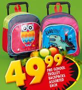 Pre-School Trolley Backpacks Assorted-Each