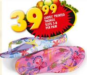 Ladies Printed Thongs Sizes 3-8-Per Pair