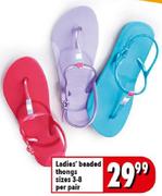 Ladies Beaded Thongs Sizes 3-8-Per Pair
