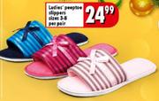 Ladies Peeptoe Slippers Sizes 3-8-Per Pair
