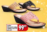 Ladies Diamante Wedge Sandals Sizes 3-8-Per Pair