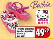 Infant Character Sandals Assorted Size 4-9-Per Pair