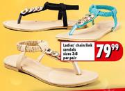 Ladies Chain Link Sandals Sizes 3-8-Per Pair