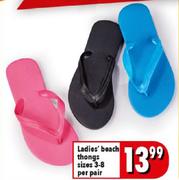 Ladies Beach Thongs Sizes 3-8-Per Pair