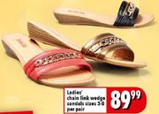 Ladies Chain Link Wedge Sandals Sizes 3-8-Per Pair