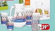 Decorated Glasses Drink Set With Jug Assorted-7-Piece