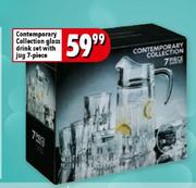 Contemporary Collection Glass Drink Set With Jug-7-Piece