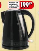 Platinum 360 Degree Black Cordless Kettle 1.7L 2000W