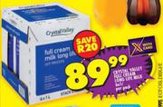 Crystal Valley Full Cream Long Life Milk-6 x 1Ltr Per Pack