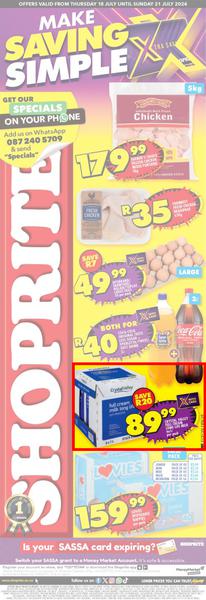 Shoprite Eastern Cape : Make Savings Simple! (18 July - 21 July 2024), page 1