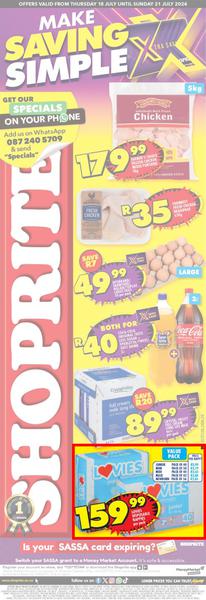 Shoprite Eastern Cape : Make Savings Simple! (18 July - 21 July 2024), page 1