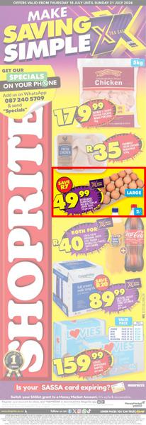 Shoprite Eastern Cape : Make Savings Simple! (18 July - 21 July 2024), page 1