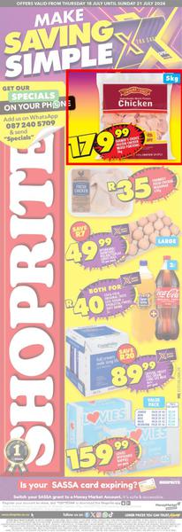 Shoprite Eastern Cape : Make Savings Simple! (18 July - 21 July 2024), page 1