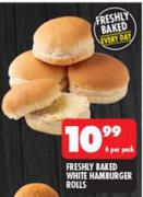 Freshly Baked White Hamburger Rolls-6 Per Pack
