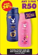 Playgirl/Playboy Hand And Body Lotion For Ladies/Men-For 2 x 400ml