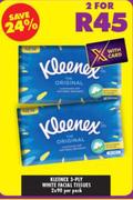 Kleenex 3 Ply White Facial Tissues-2 x 90 Per Pack