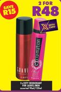Coty Deodorant For Ladies/Men-For 2 x 90/120ml