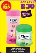 Clere Body Cream/Hand And Body Lotion-For 2 x 300/400ml