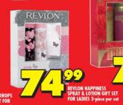 Revlon Happiness Spray & Lotion Gift Set For Ladies (3 Piece)-Per Set