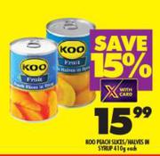 Koo Peach Slice/ Halves In Syrup-410g Each