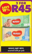 Huggies Baby Wipes Assorted-2 x 56's Per Pack