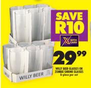 Willy Beer Glasses Or Zombie Shrink Glasses (6 Piece)-Per Set