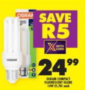 Osram 14W ES/ BC Compact Fluorescent Globe-Each