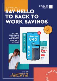 Edgars Cellular : Say Hello To Back To Work Savings (26 January - 6 February 2022)