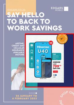 Edgars Cellular : Say Hello To Back To Work Savings (26 January - 6 February 2022), page 1
