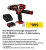 Einhell 18V Power X-Change Impact Drill TE-CD 18/48 Li-I-Solo + 2.5Ah Battery 850019834