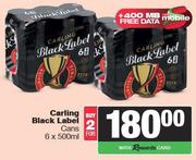 Carling Black Label Cans 6 x 500ml-For 2