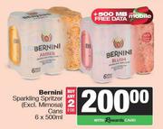Bernini Sparkling Spritzer (Excl. Mimosa) Cans 6 x 500ml-For Any 2
