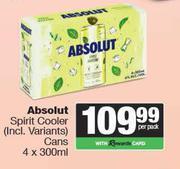 Absolut Spirit Cooler Cans-4 x 300ml