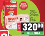 Huggies Dry Jumbo Pack/Pants Or Gold Value Pack Diapers Assorted