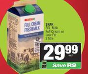 Spar ESL Milk Full Cream Or Low Fat-2L
