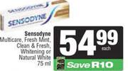 Sensodyne Multicare,Fresh Mint,Clean & Fresh Whitening Or Natural White-75ml