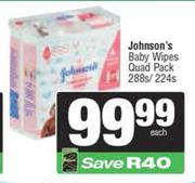 Johnson's Baby Wipes Quad Pack-288s/224s