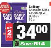 Cadbury Chocolate Slabs-For 2 x 80g