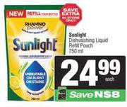 Sunlight Dishwashing Liquid Refill Pouch-750ml Each