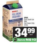 Spar Extra Shelf Life Full Cream Only-2Ltr Each
