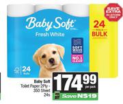 Baby Soft Toilet Paper 2 Ply 350 Sheet-24s Per Pack