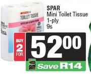 Spar Mini Toilet Tissue 1 Ply-For 2 x 9s