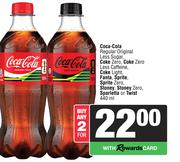 Coca-Cola Regular Original Less Sugar, Coke Zero, Coke Zero Less Caffeine-For Any 2 x 440ml