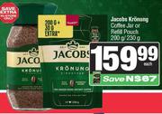 Jacobs Kronung Coffee Jar Or Refill Pouch-200g/230g Each