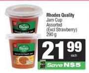 Rhodes Quality Jam Cup Assorted (Excl Strawberry)-290g Each